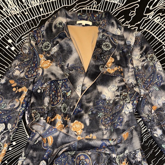 Beautiful tie dye/floral/paisley pattern faux suede wrap coat jacket size L - Picture 4 of 13